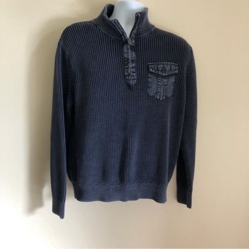 GAP Men’s Blue Half Zip Ribbed Sweater Large